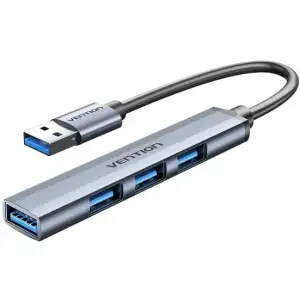 Хаб USB 3.0 -> 1xUSB 3.0/3xUSB 2.0, 0.15м, 5 Гбіт/с, Grey Vention (CKOHB) UA