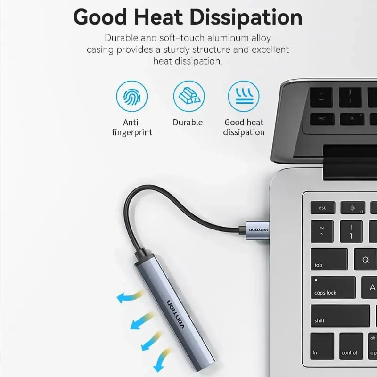 Хаб USB 3.0 -> 1xUSB 3.0/3xUSB 2.0, 0.15м, 5 Гбіт/с, Grey Vention (CKOHB) UA