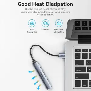 Хаб USB 3.0 -> 1xUSB 3.0/3xUSB 2.0, 0.15м, 5 Гбіт/с, Grey Vention (CKOHB) UA