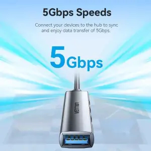 Хаб USB 3.0 -> 1xUSB 3.0/3xUSB 2.0, 0.15м, 5 Гбіт/с, Grey Vention (CKOHB) UA