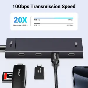 Хаб USB 3.2 Type-C -> 4хUSB-C 3.2 Gen2 10Gbps Black CM806 Ugreen (35584) UA