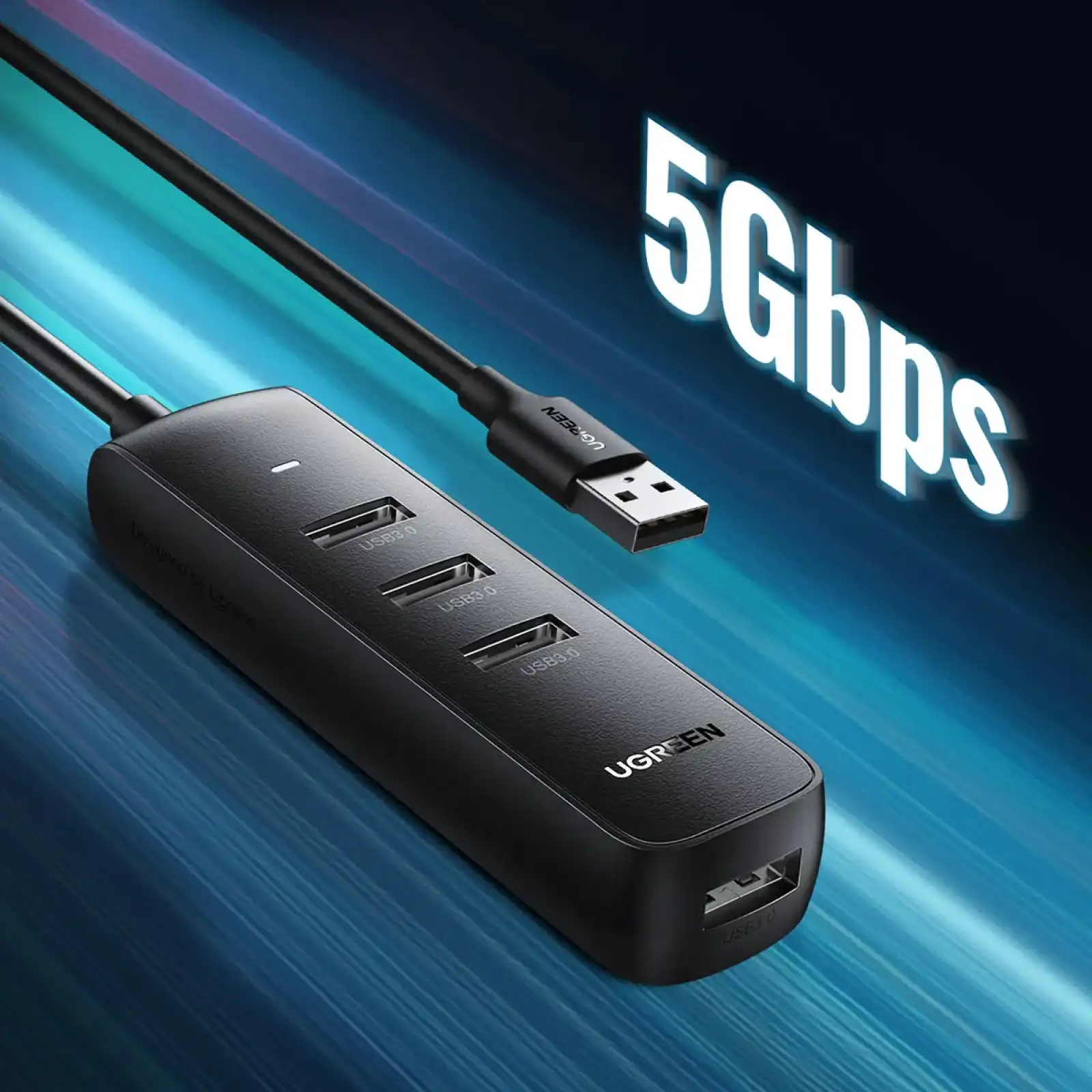 Хаб USB 3.2 Type A -> 4xUSB 3.2 Активний, 1м Чорний CM416 UGREEN (80657) UA