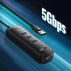 Хаб USB 3.2 Type A -> 4xUSB 3.2 Активний, 1м Чорний CM416 UGREEN (80657) UA