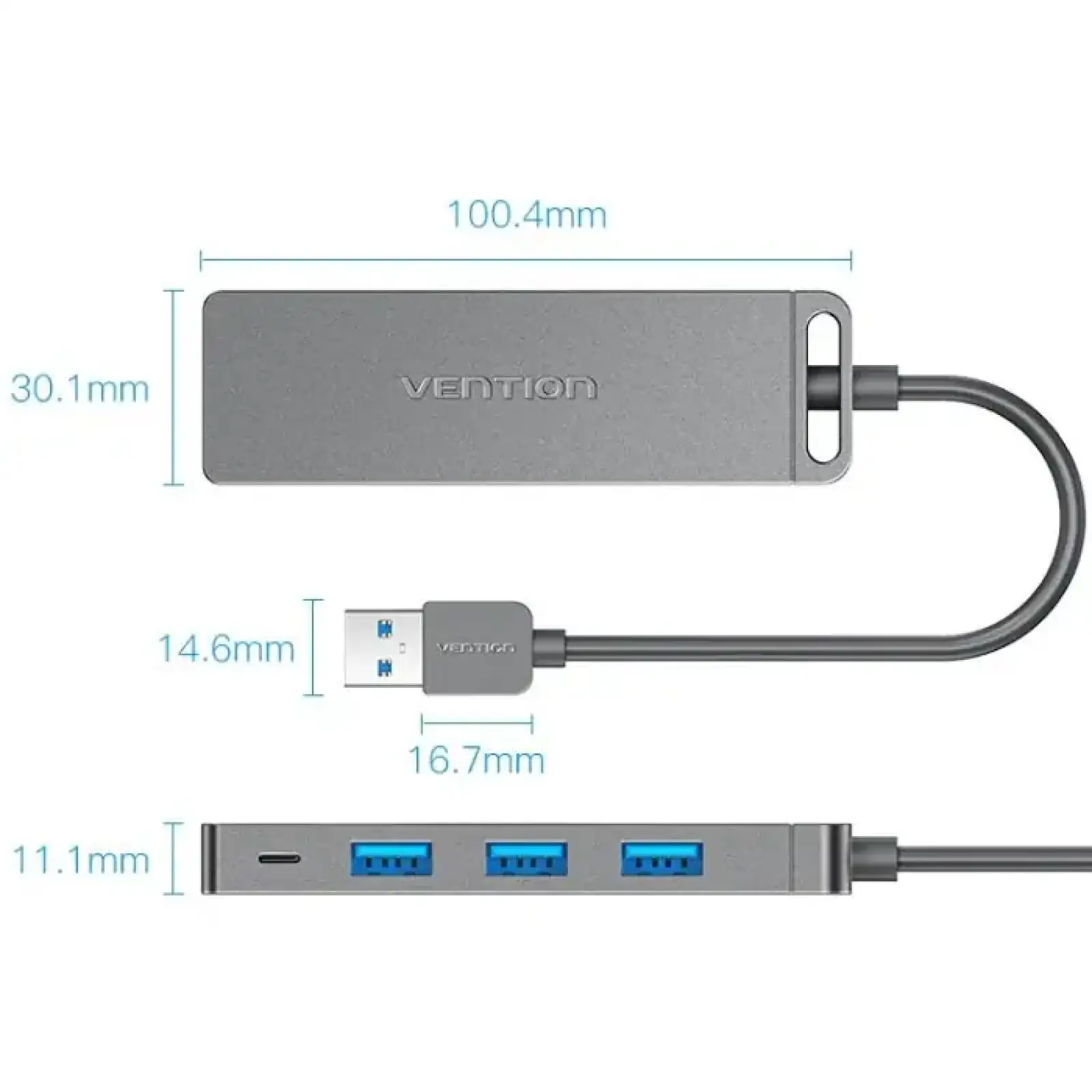 Хаб USB 3.0 -> 4xUSB-A 3.0, 5Gbps, Black Vention (CHLBB-SCB) UA