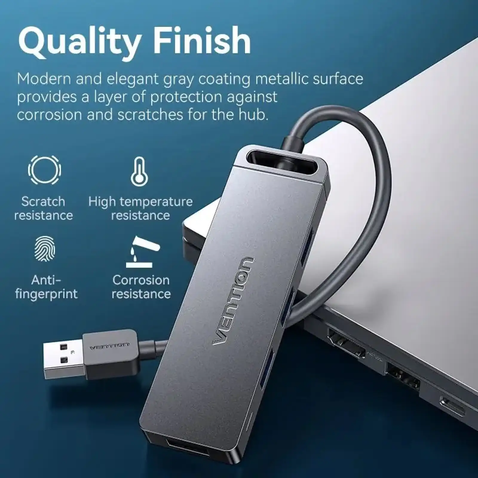 Хаб USB 3.0 -> 4xUSB-A 3.0, 5Gbps, Black Vention (CHLBB-SCB) UA