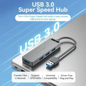 Хаб USB 3.0 -> 4xUSB-A 3.0, 5Gbps, Black Vention (CHLBB-SCB) UA