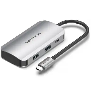 Хаб USB 3.1 Type-C -> 4хUSB 3.0/ Type-C PD 100W 5-in-1 Vention (TNBHB) UA