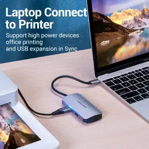 Хаб USB 3.1 Type-C -> 4хUSB 3.0/ Type-C PD 100W 5-in-1 Vention (TNBHB) UA