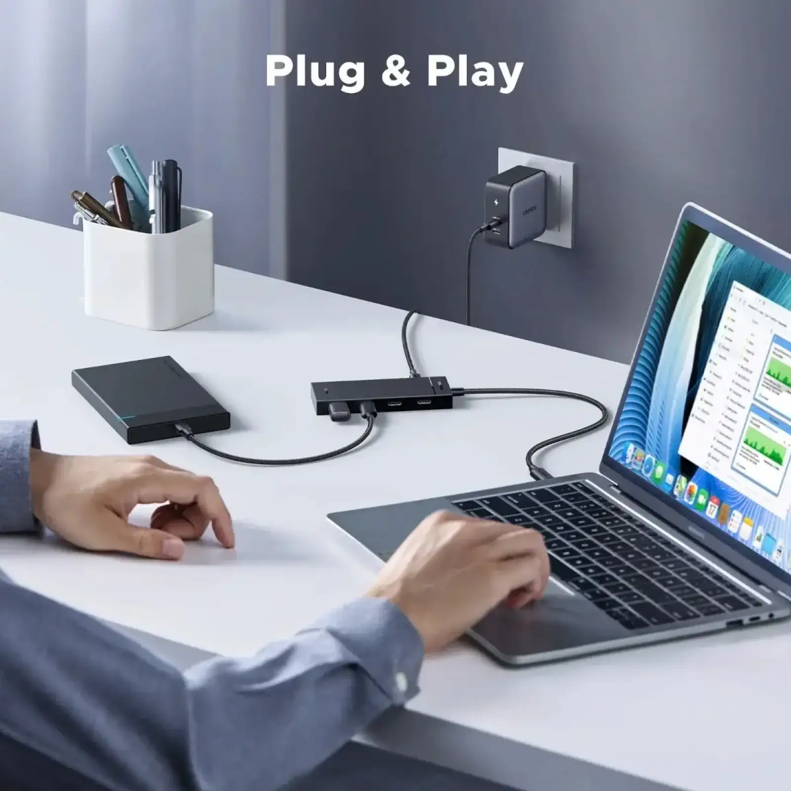 Хаб USB 3.2 Type-C -> 4хUSB-C 3.2 Gen2 10Gbps PD 100W Black CM806 Ugreen (55334) UA