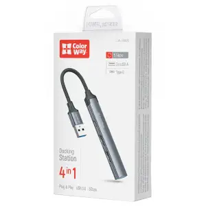 Хаб USB 3.0 -> 2xUSB 2.0+1xUSB 3.0+1xUSB-C Grey ColorWay (CW-HUB05) UA