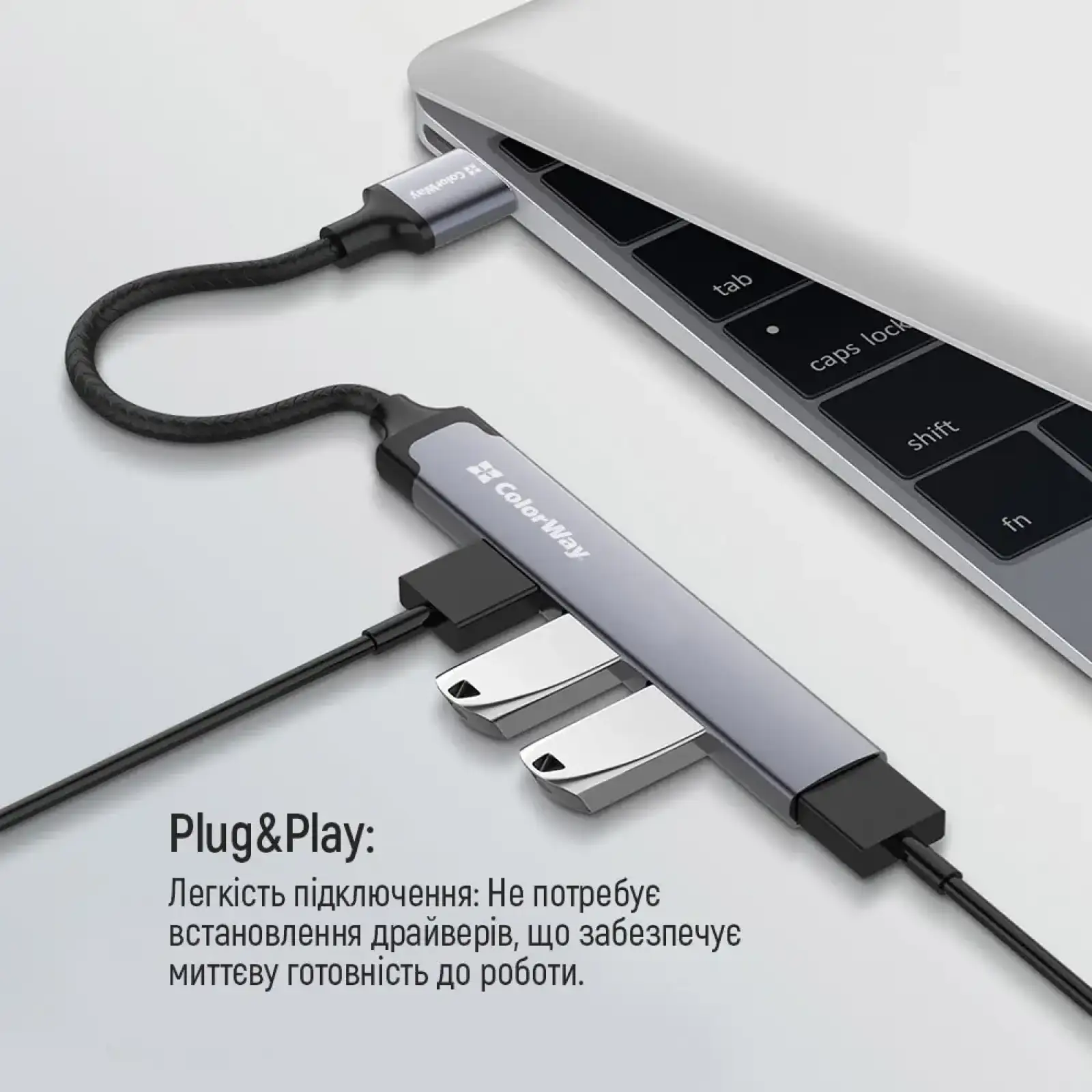 Хаб USB 3.0 -> 2xUSB 2.0+1xUSB 3.0+1xUSB-C Grey ColorWay (CW-HUB05) UA
