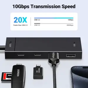 Хаб USB3.1 Type-C --> 2xUSB/2xUSB-C 3.2 Gen2/10Gbps 4-in-1 CM806 Ugreen (35583) UA