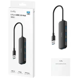Хаб USB 3.0 Type-A -> 4хUSB 3.0 чорний Cudy (UH40A) UA