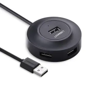 Хаб USB 2.0 -> 4xUSB 2.0 1м passive, Black CR106 Ugreen (20277) UA