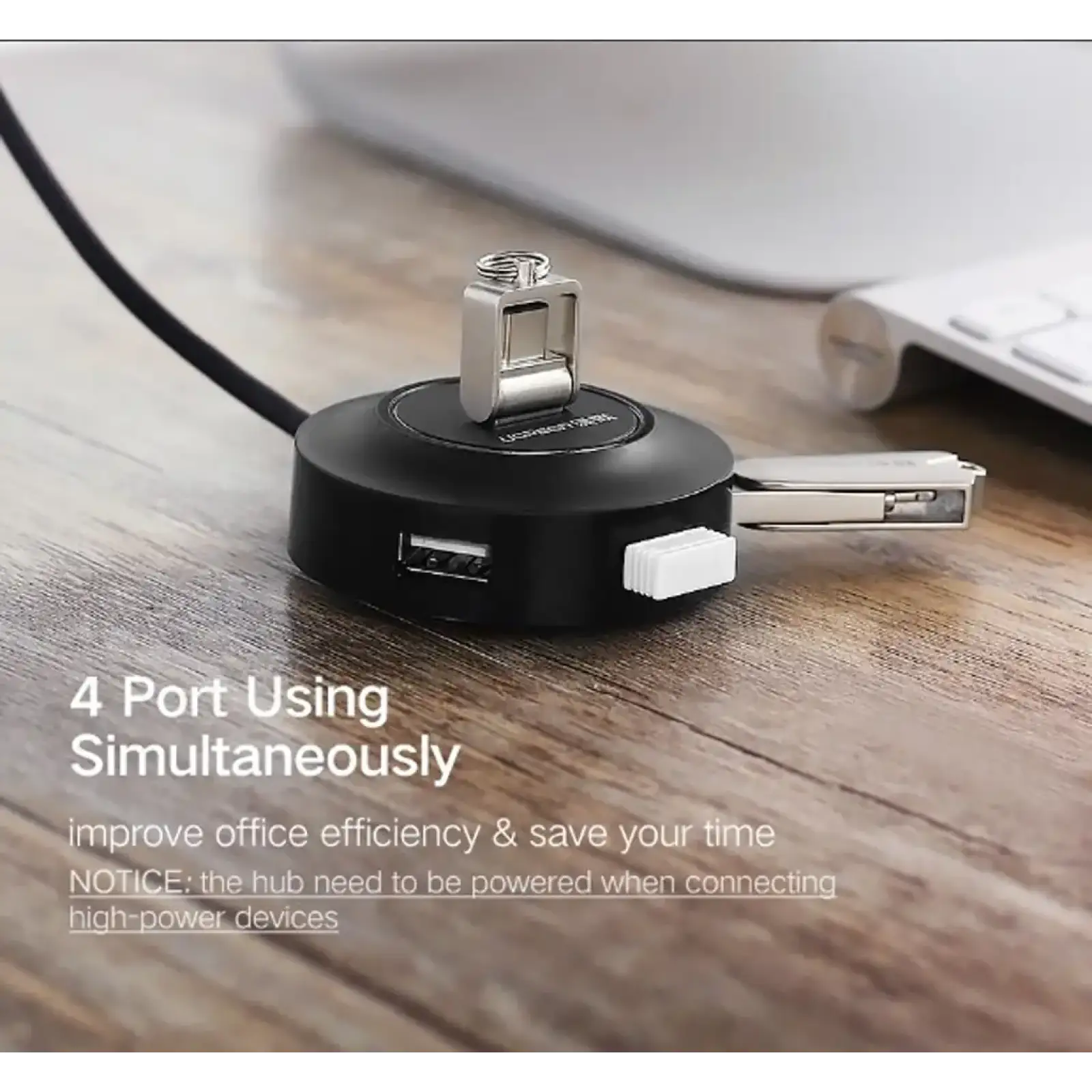 Хаб USB 2.0 -> 4xUSB 2.0 1м passive, Black CR106 Ugreen (20277) UA