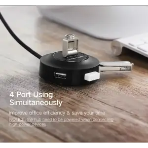 Хаб USB 2.0 -> 4xUSB 2.0 1м passive, Black CR106 Ugreen (20277) UA