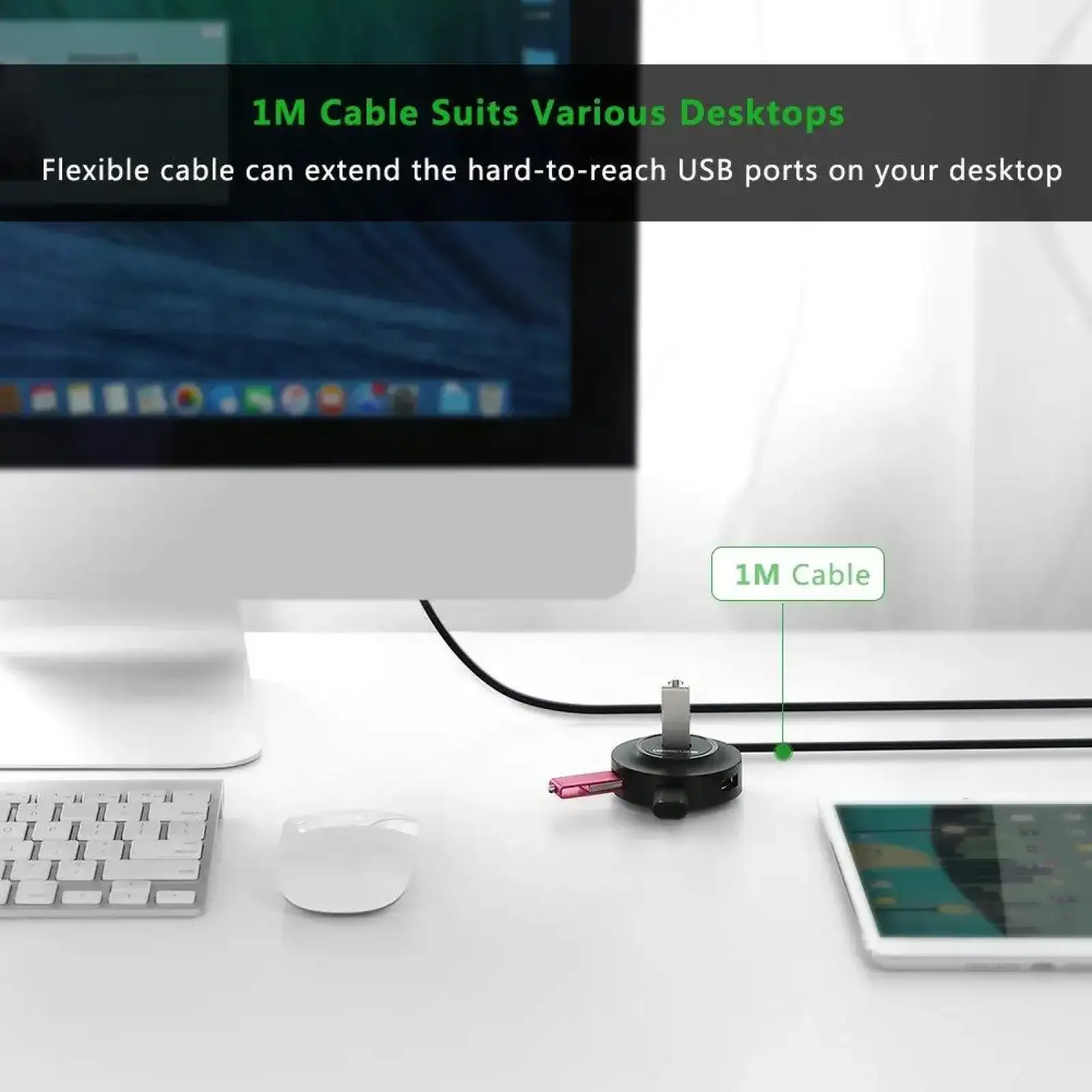 Хаб USB 2.0 -> 4xUSB 2.0 1м passive, Black CR106 Ugreen (20277) UA