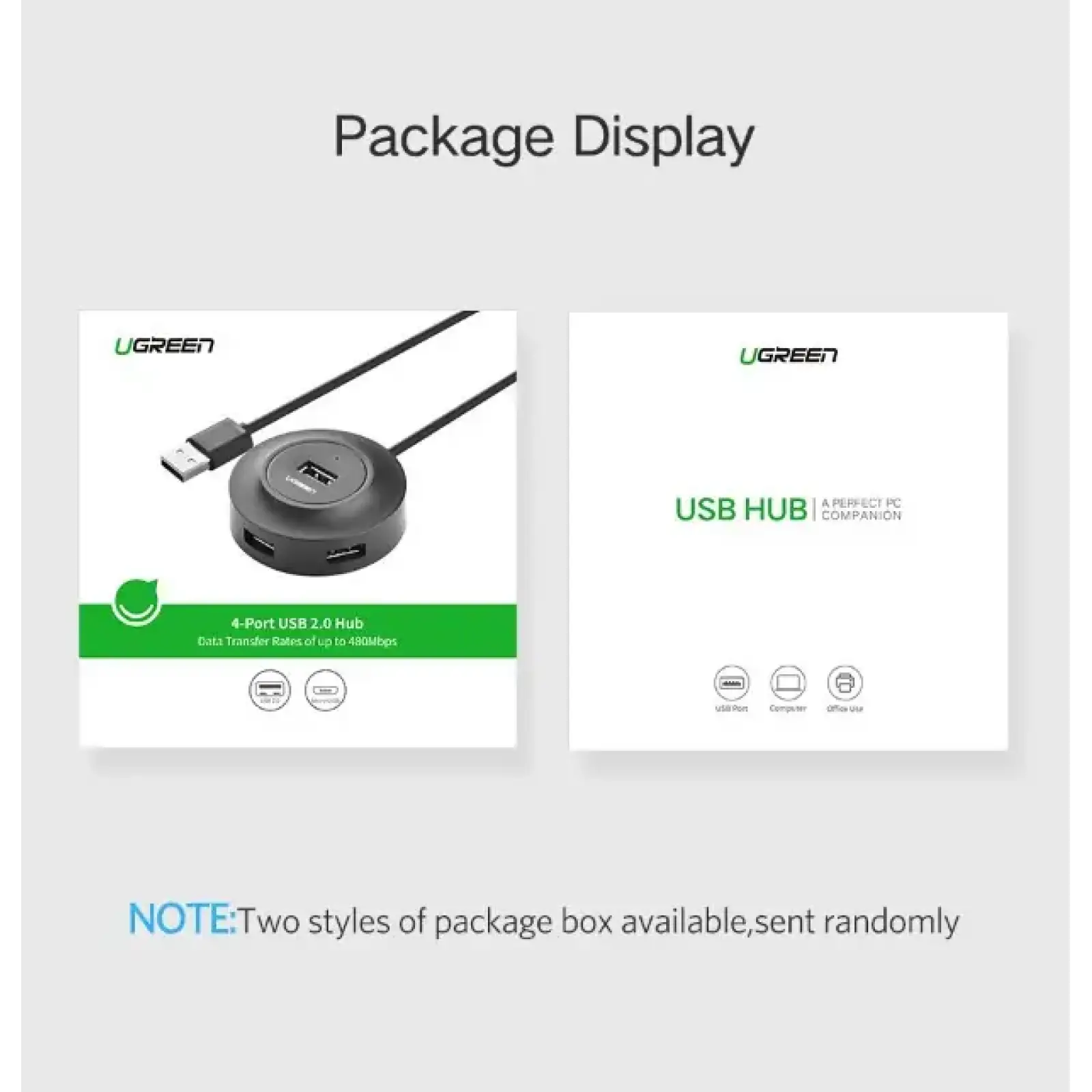 Хаб USB 2.0 -> 4xUSB 2.0 1м passive, Black CR106 Ugreen (20277) UA