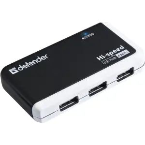 Хаб USB 2.0 -> 4xUSB 2.0 passive, Black-White Defender (83504) UA