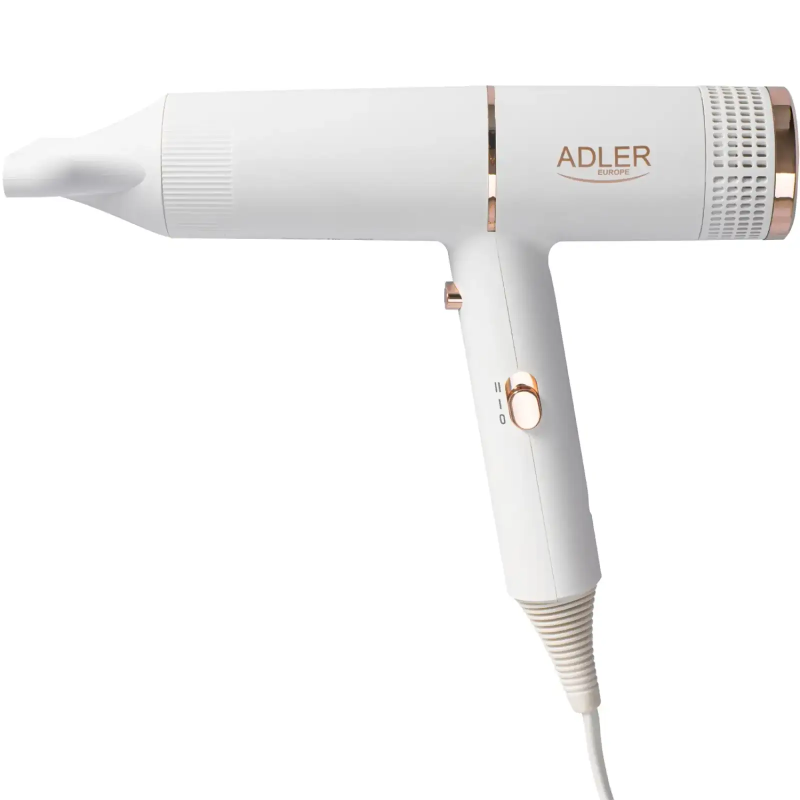 Фен Adler AD 2278 white 1400Вт/ 2 швидкості/ хол.обдув/ темп.режимів-2/іонізація/ насадки - 1 шт. (AD2278W) UA