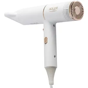 Фен Adler AD 2278 white 1400Вт/ 2 швидкості/ хол.обдув/ темп.режимів-2/іонізація/ насадки - 1 шт. (AD2278W) UA