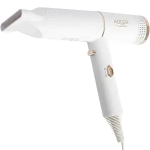 Фен Adler AD 2278 white 1400Вт/ 2 швидкості/ хол.обдув/ темп.режимів-2/іонізація/ насадки - 1 шт. (AD2278W) UA