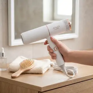 Фен Adler AD 2278 white 1400Вт/ 2 швидкості/ хол.обдув/ темп.режимів-2/іонізація/ насадки - 1 шт. (AD2278W) UA