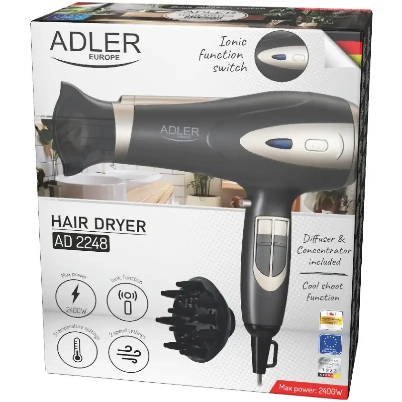 Фен Adler AD 2248 grey champane (AD2248G) UA