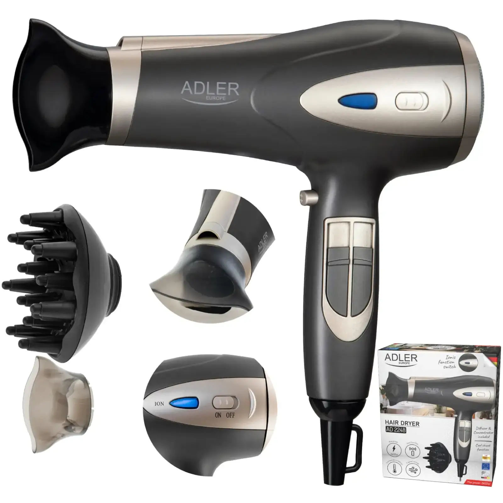 Фен Adler AD 2248 grey champane (AD2248G) UA