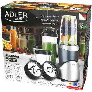 Фітнес-блендер Adler AD 4084 500Вт/ Pulse/ 4 скляні пляшки 700мл, 2x500мл, 300мл (AD4084) UA