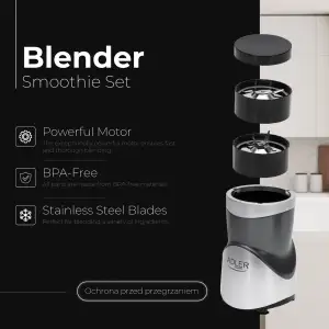 Фітнес-блендер Adler AD 4084 500Вт/ Pulse/ 4 скляні пляшки 700мл, 2x500мл, 300мл (AD4084) UA