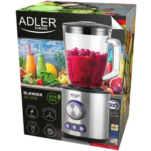 Блендер Adler AD 4078 стаціонарний 1700Вт/ 2 швидк./ Ice Crush/ чаша для змішування 1500мл/ срібляст (AD4078) UA