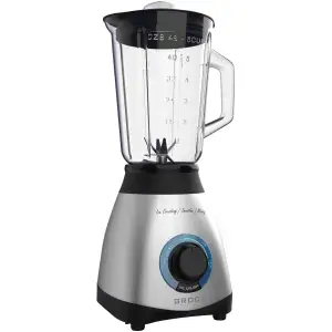 Блендер BROCK BL 1502 SS стаціонарний 500Вт/ скляна чаша 1,5л/ PULSE/ 2 швидк./дроблення льоду/метал UA