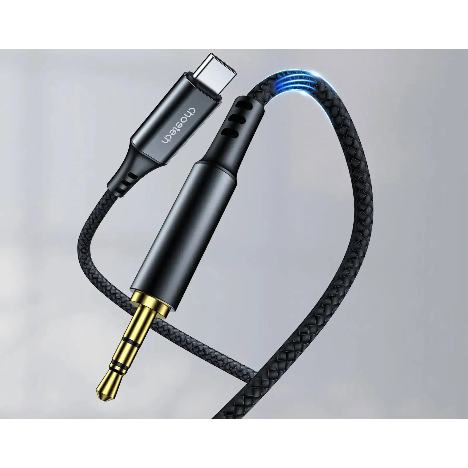 Кабель AUX Type-C - TRS Audio M/M 1.0 м DAC Chip 96kHz, чорний Choetech (AUX006) UA