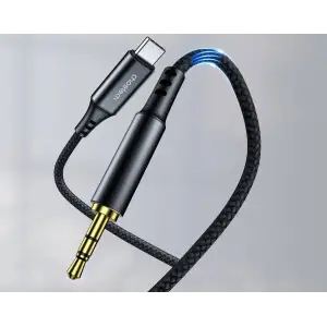 Кабель AUX Type-C - TRS Audio M/M 1.0 м DAC Chip 96kHz, чорний Choetech (AUX006) UA