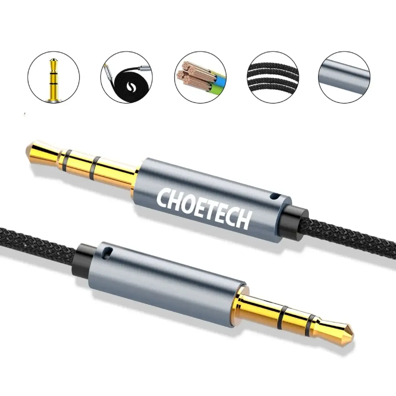 Кабель AUX - TRS Audio 3.5мм M/M 1,2м Choetech (AUX002) UA