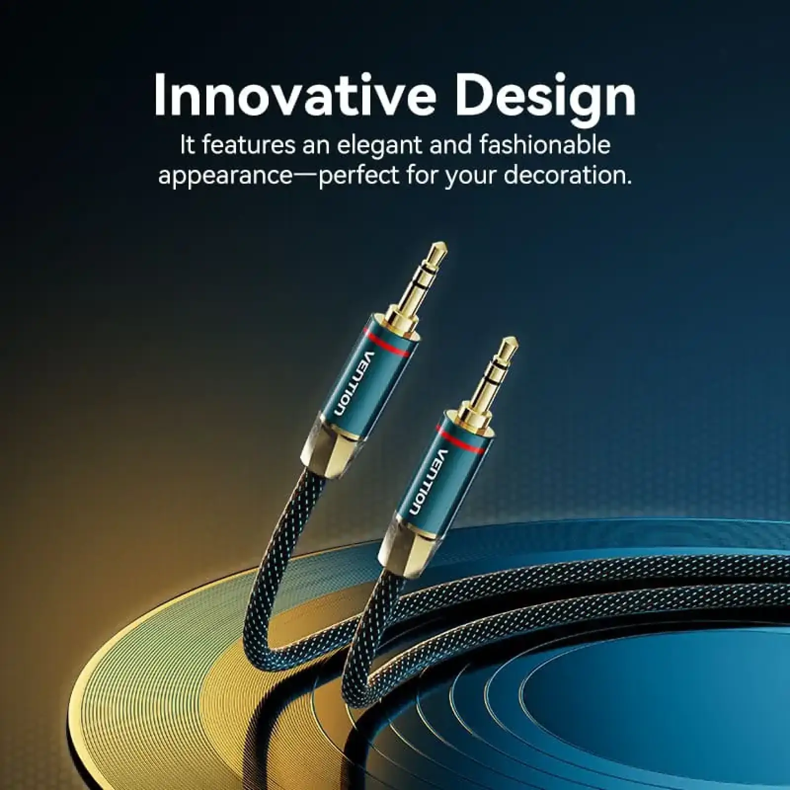 Кабель AUX Audio TRS M/M, 2.0м, Silver-plated, Zinc alloy, обплетення, зелений, Vention (BAYGH) UA