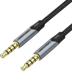 Кабель AUX Audio TRS M/M, 1.5м, сірий, обплетення, Vention (BAQHG) UA