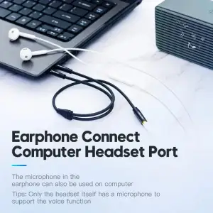 Перехідник Audio Jack TRRS F -> 2xM (мікрофон + навушники) чорний Vention (BBTBY) UA