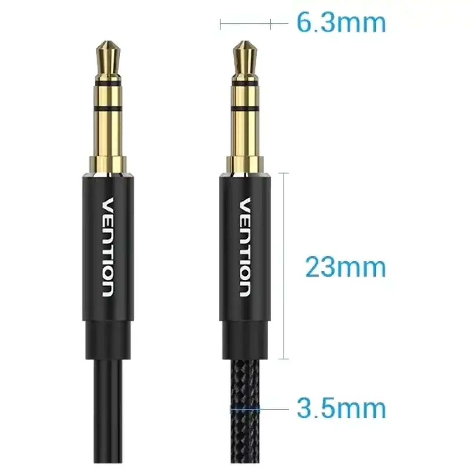 Кабель AUX Audio TRS M/M, 5.0м, чорний, обплетення, Vention (BAWBJ) UA