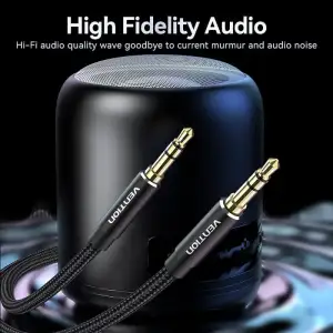 Кабель AUX Audio TRS M/M, 5.0м, чорний, обплетення, Vention (BAWBJ) UA