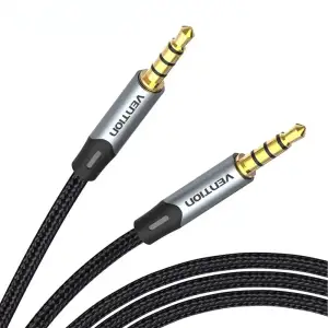 Кабель AUX Audio TRS M/M, 0.5м, сірий, обплетення, Vention (BAQHD) UA