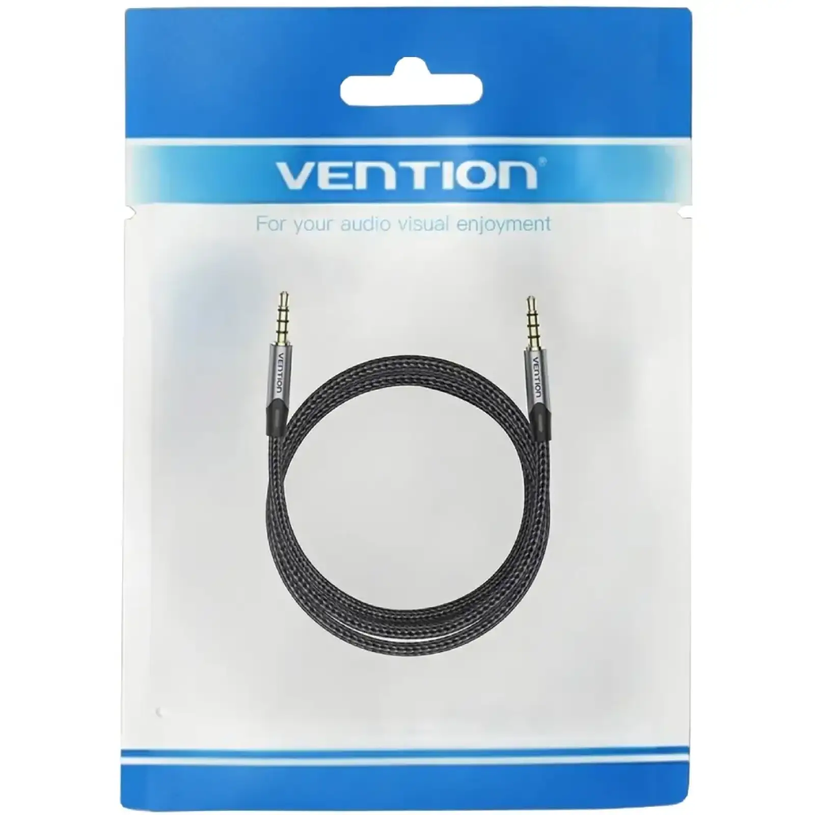 Кабель AUX Audio TRS M/M, 0.5м, сірий, обплетення, Vention (BAQHD) UA