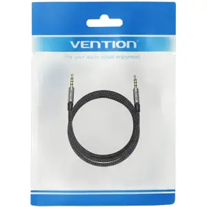 Кабель AUX Audio TRS M/M, 0.5м, сірий, обплетення, Vention (BAQHD) UA