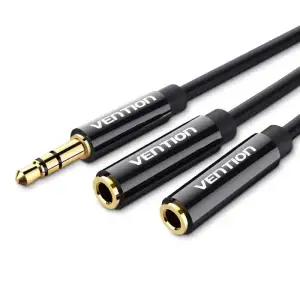 Перехідник Audio Jack TRS M -> 2xF, 0.3м Stereo Splitter чорний Vention (BBSBY) UA