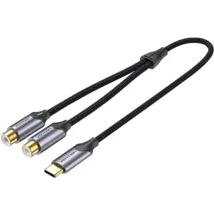 Перехідник Audio Type-C М -> 2RCA F 0,5м чорний Vention (BGVHD) UA
