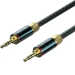 Кабель AUX Audio TRS M/M, 0.5м, Silver-plated, Zinc alloy, обплетення, зелений, Vention (BAYGD) UA