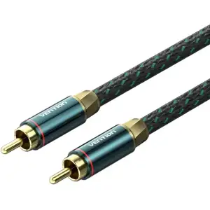 Кабель AUX coaxial HiFi RCA M/M 8.0м OFC Silver, Zinc alloy, зелений, Vention (BCTGK) UA