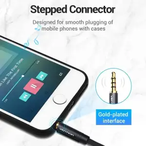 Перехідник Audio Jack TRS M -> 2xF, 1.0м, Cotton braided, чорний, Vention (BBMBY) UA