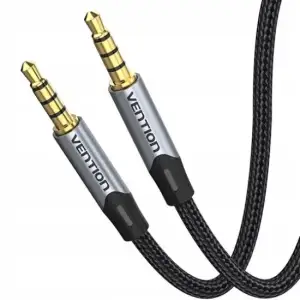 Кабель AUX Audio TRS M/M, 1.0м, сірий, обплетення, Vention (BAQHF) UA